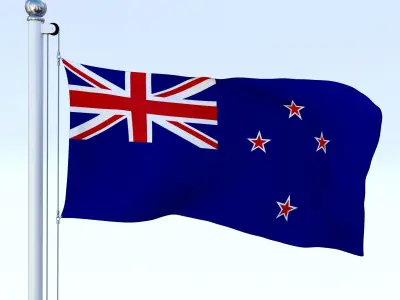 Animated New Zealand Flag Low-poly 3D model