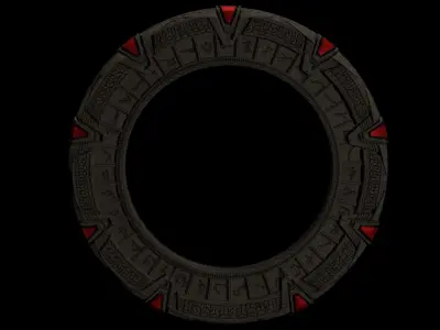Stargate orange circular frame Low-poly 3D model