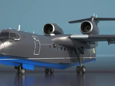  Be 200 Amphibious Aircraft Rigged for Maya 