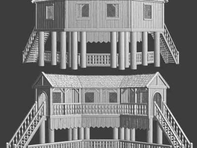 Medieval Tournament Tribune Model 3D print model