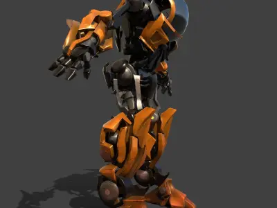 RoboTran orange and robot Low-poly 3D model