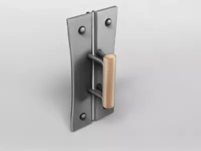 Modern Industrial Door Handle with Wooden Grip 3D model