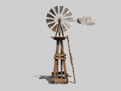 old wooden Windmill 4k pbr textures Low-poly 3D model