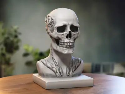 Skull robot demon dragon bust Cyborg skull dragon  3D print model