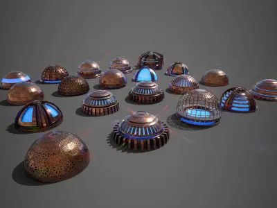 Sci-Fi Dome Collection Low-poly 3D model