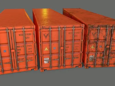 PBR 40 ft Shipping Cargo Container - Orange Low-poly 3D model