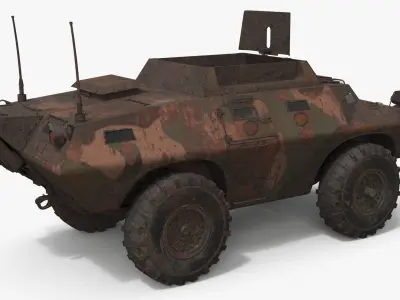  Military APC with Camouflage Dirty Rusted Old with Interior 