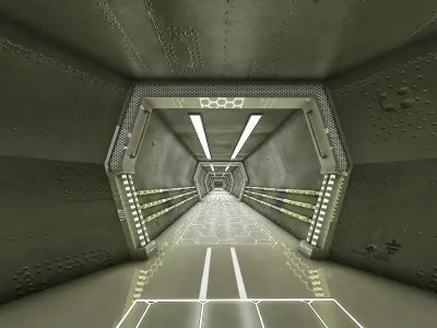 Sci Fi Modes Corridor 3D model Low-poly 3D model