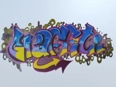 Graffiti Decals Pack Low-poly 3D model