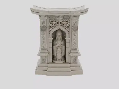 Fantasy Stone Shrine Statue for 3D print Low-poly 3D model