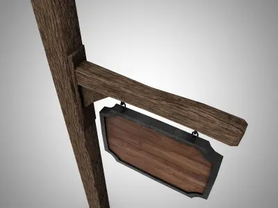 Medieval signboard Low-poly 3D model purchase