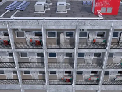 Low cost housing or residence block of flats 3D Model Pack