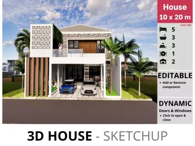 House 10x20m code 460- Sketchup 3D model 3D model 3D model