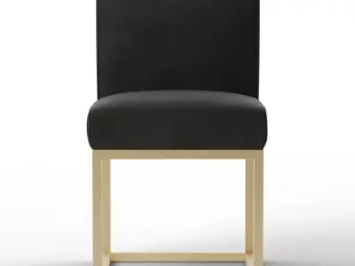 Sculptural Minimalist Haute Dining Chair - Carbon Matte Black Low-poly 3D model