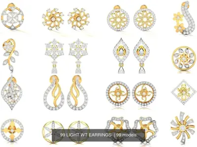 99 LIGHT WT EARRINGS  3D Model Pack
