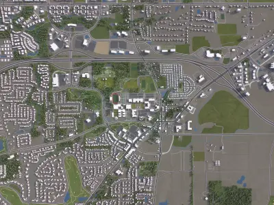 New Albany - 3D City Model Low-poly 3D model