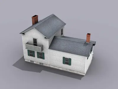 Big White House Low-poly 3D model