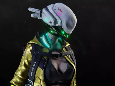 Futuristic Cyberpunk Samurai Girl - Rigged 3D model