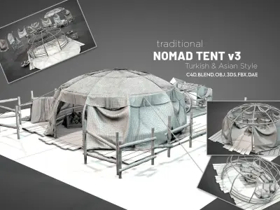 Traditional Nomad Tent v3 3D model