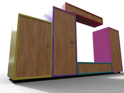 Set Modern Furniture 3D Model Low-poly 3D model