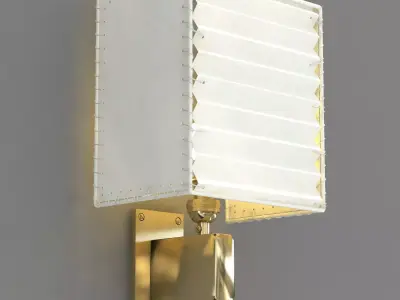Wall Sconce  Polished Unlacquered Brass  Goatskin  3D model