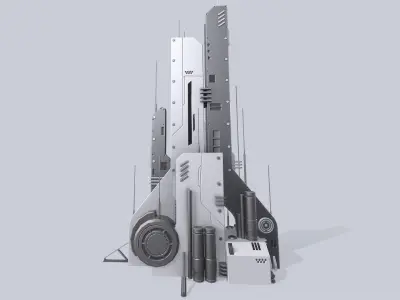 Futuristic building Low-poly 3D model 3