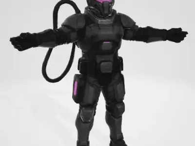 Futuristic Warrior 3D Model 3D model