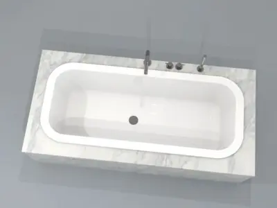 bath fitted inset with marble surround Low-poly 3D model