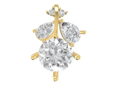 Elegant Round Diamond Pendant with Pear Accent 1882 3D print model