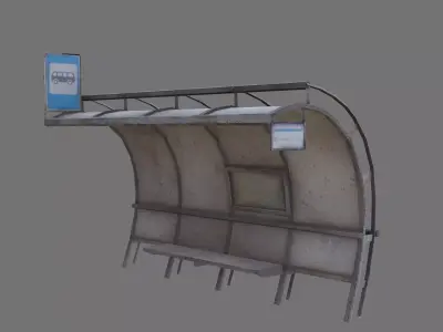 Bus stop Low-poly 3D model 30