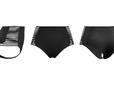 Strappy High-Waisted Bikini Bottom Low-poly 3D model