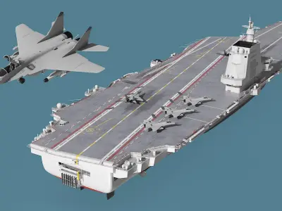  Aircraft Carrier Type 003 and MiG 29 Fighter Aircraft 