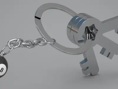 8 Snooker Ball with Keychain 3D model