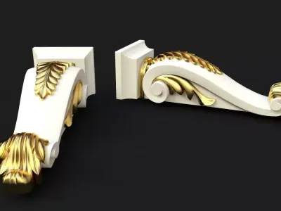 pilaster two gold and brackets 3D model