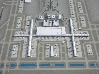 Bangkok - Suvarnabhumi Airport - BKK Low-poly 3D model
