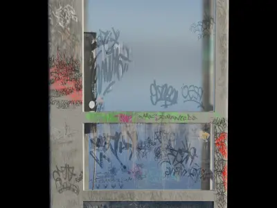 Urban Phone Booth with Graffiti - Realistic 3D Model 3D model