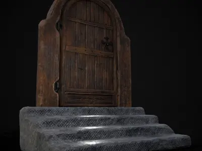 Rustic Hearth Door Low-poly 3D model