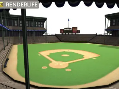 Baseball stadium interior 3D model