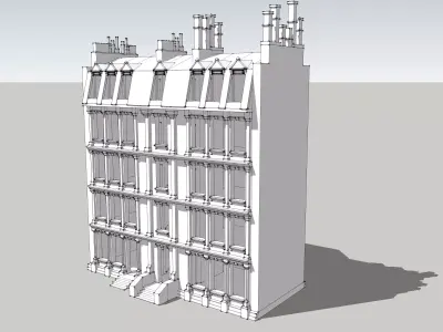 House-5 building with windows and balconies 3D model