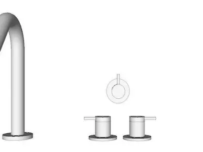 bath taps and hand held shower  Low-poly 3D model