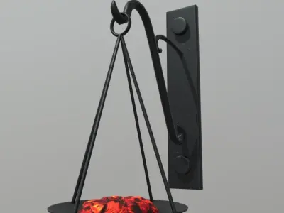 Torch scale hanging on wall Low-poly 3D model