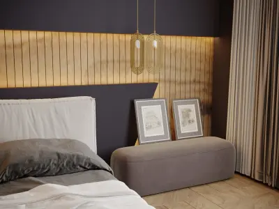 Bedroom modern with walls and wooden floors 3D model