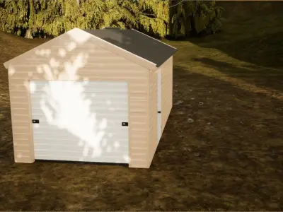 Storage Shed with garage door and side enrtance Low-poly 3D model