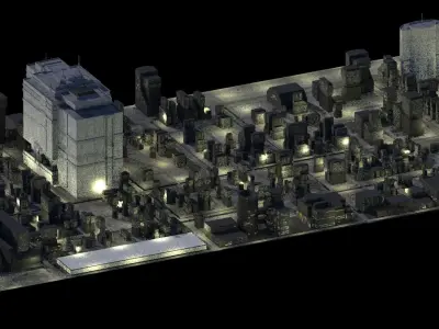 Sci-fi City Cityscape Urban Block Street Architectural  01 Low-poly 3D model