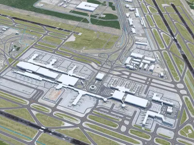 Houston George Bush Airport  15km Low-poly 3D model