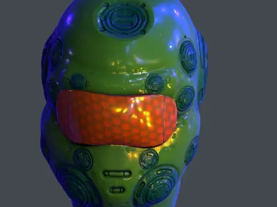 Gas mask helmet scifi Low-poly character art game space  Low-poly 3D model 5