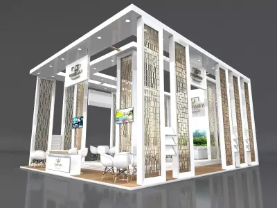 Exhibition Booth Stand Stall 10x8m Height 500 cm 3 Side Open 3D model