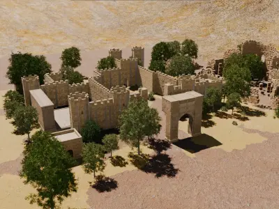 Desert Fortress With Pool 3D model