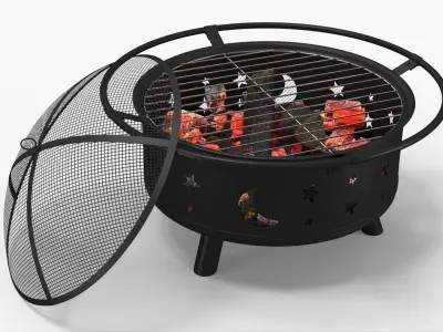  Whole Cod Placed on Charcoal Grill Grate 