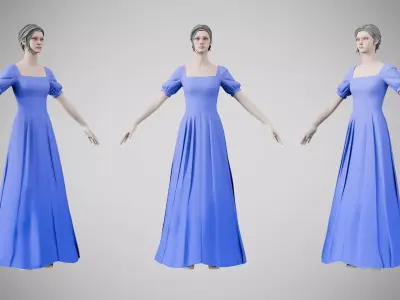 Dress 27 Very Light Blue Low-poly 3D model